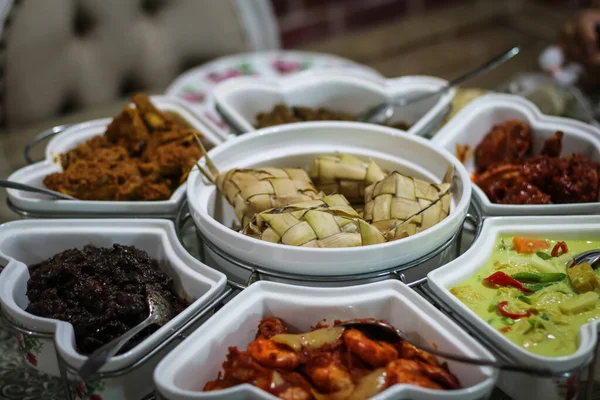 Malásia Comida Tradicional Local Lemang Ketupat Ketupat Palas Outros Comer — Fotografia de Stock