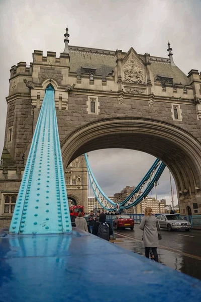 Tower Bridge London Molnig Dag — Stockfoto