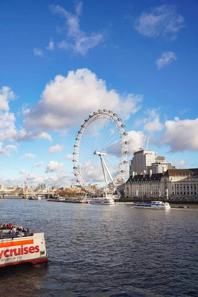 London Eye Dia Nublado — Fotografia de Stock