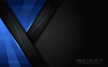 Modern koyu arkaplan ve mavi çizgiler üç boyutlu soyut tarzda. Geleceksel arkaplan vektör illüstrasyon tasarımı