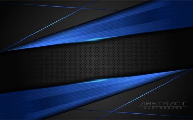 Modern koyu arkaplan ve mavi çizgiler üç boyutlu soyut tarzda. Geleceksel arkaplan vektör illüstrasyon tasarımı