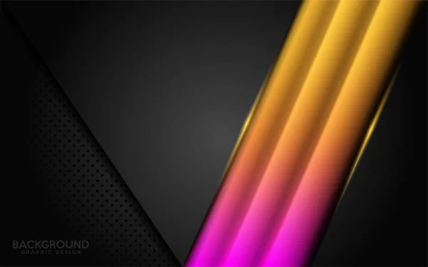 Moderne Donkere Achtergrond Combineren Met Gloeiende Gele Roze Lijnen Vectorillustratie — Stockvector