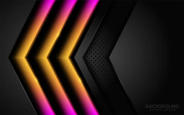 Modern Dark Background Combine Glowing Yellow Pink Lines Vector Illustration — Stock Vector