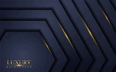 Altın çizgileri olan soyut lüks donanma arka plan tasarımı. Vektör grafik illüstrasyonu.