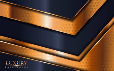 Lüks koyu deniz ve altın desenli üst üste bindirilmiş arka plan tasarımı. Vektör grafik illüstrasyonu