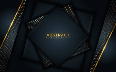 Soyut lüks arka plan, altın çizgiler ve parlak altın noktalar kombinasyonları. Üst üste modern arkaplan