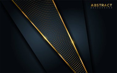 Soyut lüks arka plan, altın çizgiler ve parlak altın noktalar kombinasyonları. Üst üste modern arkaplan