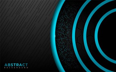 Üst üste binen parlak katman daire şeklindeki modern mavi arka plan. soyut geometrik şekil arkaplanı
