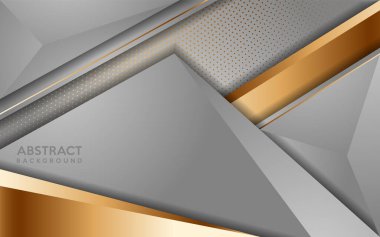 Şatafatlı beyaz arka plan, altın çizgiler ve parlak altın noktalar kombinasyonları. Üst üste modern arkaplan