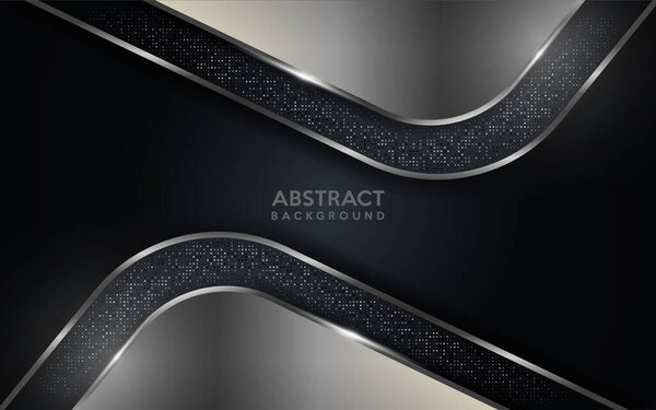 Светящийся серебристый современный темный фон с элементом круглых точек. Элитный абстрактный фон
