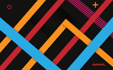 Vektör soyut siyah arkaplan tasarımı. Modern dinamik renkli formlar ve soyut çizgi arkaplanı. şablon arkaplan tasarımı