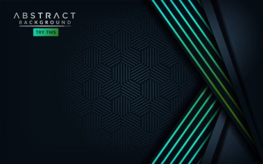 Açık yeşil çizgileri olan soyut modern koyu arkaplan. Üst üste modern arkaplan