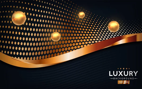Abstrakter Luxuriöser Dunkler Hintergrund Mit Goldenen Linien Und Kreisförmig Leuchtenden — Stockvektor