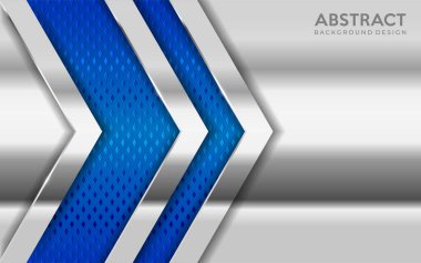 Parlak metal arka plan mavi desenli üst üste bindirme katmanıyla birleşir. Soyut arkaplan tasarımı