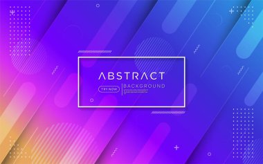 Modern gradyan mor renkli arka plan soyut şekil ve elementle birleşir. Vektör arkaplan tasarımı