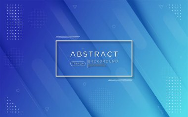 Modern gradyan mavi renkli arkaplan soyut şekil ve elementle birleşir. Vektör arkaplan tasarımı