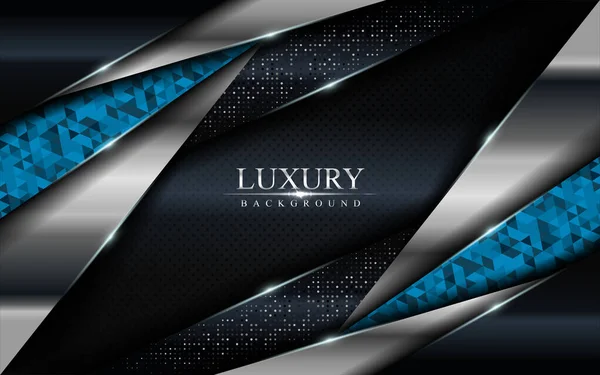Fundo Escuro Luxo Com Mosaico Azul Design Linhas Prata Design — Vetor de Stock