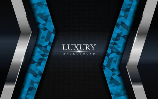 Fundo Escuro Luxo Com Mosaico Azul Design Linhas Prata Design — Vetor de Stock
