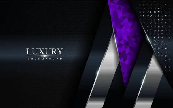 Fundo Escuro Luxo Com Mosaico Roxo Design Linhas Prata Design — Vetor de Stock