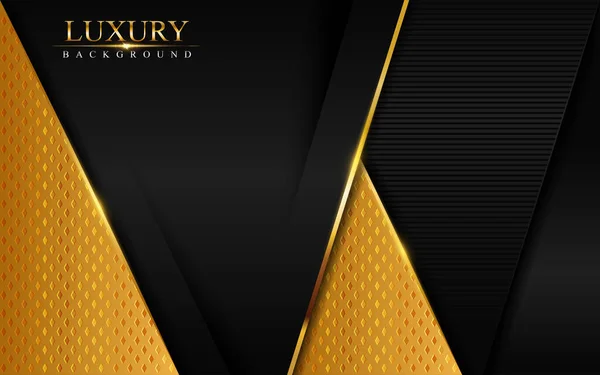 Luxury Black Abstract Background Combine Golden Textured Overlap Layer Modern — Stock Vector
