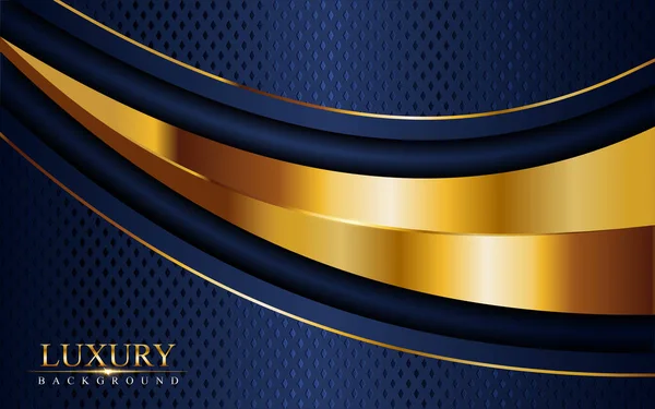 Luxus Marineblauen Hintergrund Kombinieren Mit Glühenden Goldenen Linien Überlappungsschicht Strukturiertes — Stockvektor