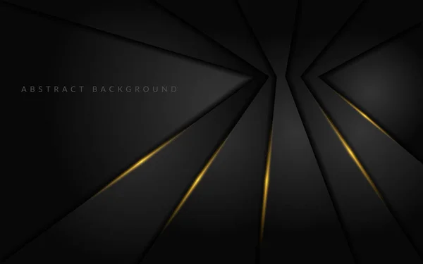 Abstract Dark Black Geometry Background Combine Golden Line Modern Background — Stock Vector