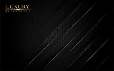 Soyut koyu siyah zemin, keskin altın çizgilerle birleşir. Lüks arkaplan tasarımı