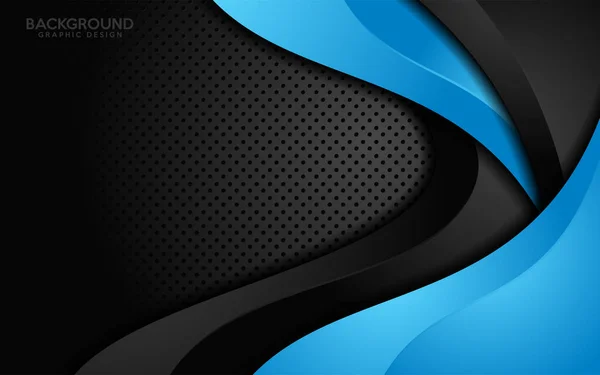 Fondo Moderno Ondas Corporativas Contraste Azul Negro Ilustración Abstracta Del — Vector de stock