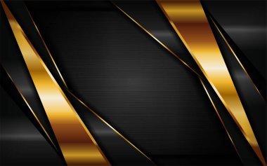 Altın çizgiler kompozisyonu olan lüks, koyu bir arka plan. Grafik tasarım elementi. Vektör illüstrasyonu.