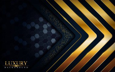 Altın çizgiler kompozisyonu olan lüks, koyu bir arka plan. Grafik tasarım elementi. Vektör illüstrasyonu