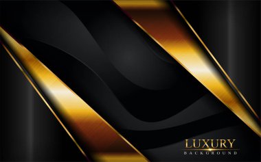 Altın çizgiler kompozisyonu olan lüks, koyu bir arka plan. Grafik tasarım elementi. Vektör illüstrasyonu