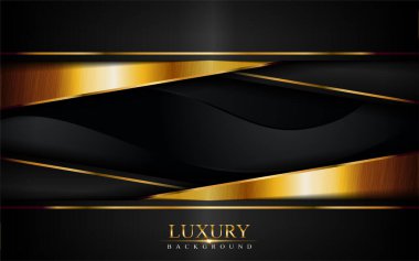 Altın çizgiler kompozisyonu olan lüks, koyu bir arka plan. Grafik tasarım elementi. Vektör illüstrasyonu