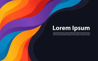 Modern renkli akış posteri. Renk arkaplanında dalga sıvısı şekli. Vektör grafik illüstrasyonu