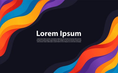 Modern renkli akış posteri. Renk arkaplanında dalga sıvısı şekli. Vektör grafik illüstrasyonu