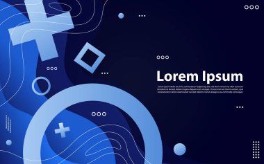 Geometrik şekilli arka plan tasarımlı dinamik mavi. Vektör grafik illüstrasyonu