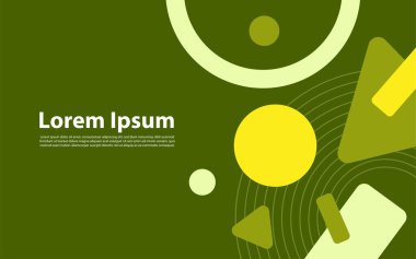 Yeşil geometrik arkaplan vektör tasarımı. Şekilli soyut kompozisyon. Grafik tasarım ögesi