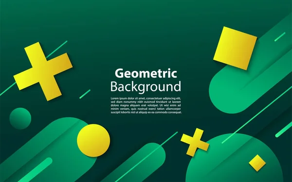 Minimal Geometrisk Grön Bakgrund Dynamiska Former Sammansättning Grafiskt Designelement Vektorillustration — Stock vektor