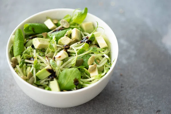 Ensalada micro, ensalada de pepino y aguacate vegetal — Foto de Stock