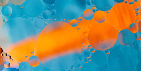 Abstracte Achtergrond Met Levendige Kleuren Experimenteer Met Oliedruppels Water Sluiten — Stockfoto