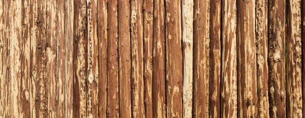 Superficie de madera para fondo natural. Cerca hecha de troncos de árbol. — Foto de Stock