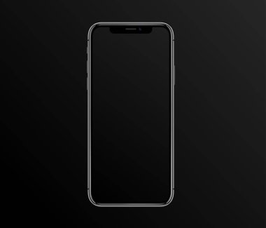 IPhone X. iPhone 11. yüksek detaylı telefon ön taraf vektörü siyah arkaplan üzerinde izole eps10 biçimi çiziyor