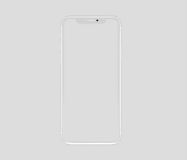 iPhone X. iPhone 11. beyaz iPhone ön taraf vektörü beyaz arkaplanda izole edilmiş eps10 biçimi çiziyor