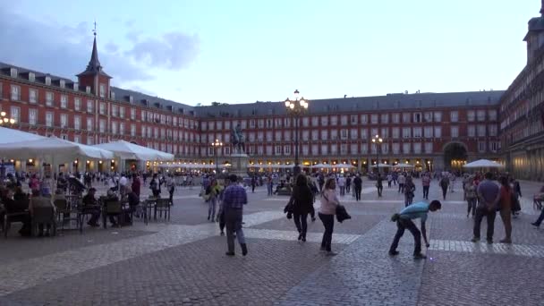 Serata Madrid Plaza Mayor Madrid Spagna Maggio 2017 — Video Stock