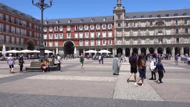 Plaza Mayor Madrycie Słoneczny Dzień Madryt Hiszpania Maj 2017 — Wideo stockowe