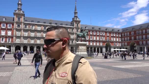 Plaza Mayor Madrid Día Soleado Madrid España Mayo 2017 — Vídeos de Stock