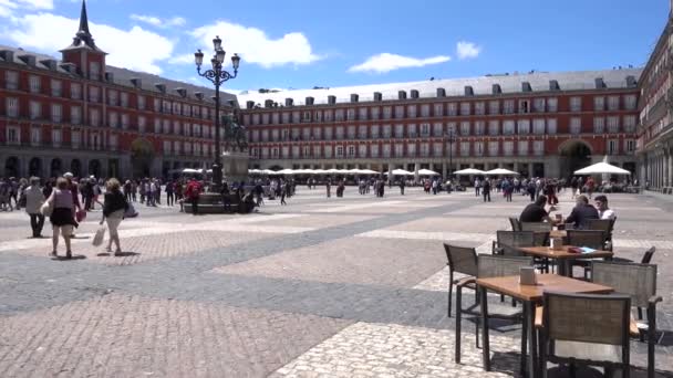 Plaza Mayor Madrid Día Soleado Madrid España Mayo 2017 — Vídeos de Stock