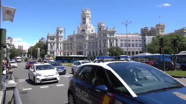 马德里市政厅位于Cibeles广场 2017年5月 西班牙马德里 — 图库视频影像