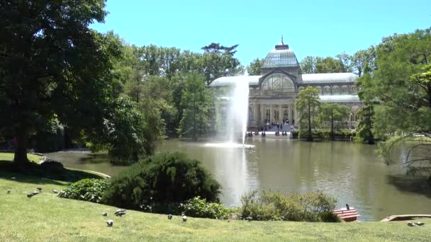 Palacio Cristal Parque Retiro Madrid Spanje Mei 2017 — Stockvideo