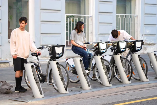 Fahrradverleih Auf Der Straße Moskau Russland Moskau Juni 2020 — Stockfoto