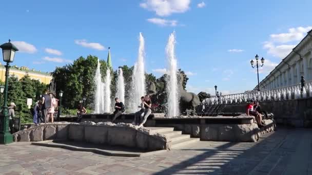 Πηγή Τέσσερις Εποχές Στη Μόσχα Καλοκαιρινή Μέρα Ρωσία Μόσχα Ιούνιος — Αρχείο Βίντεο